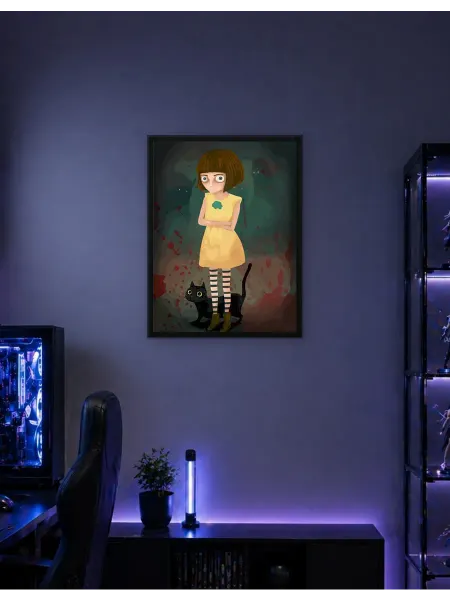 Postersbase Плакат Девушка с черной кошкой 30x40
