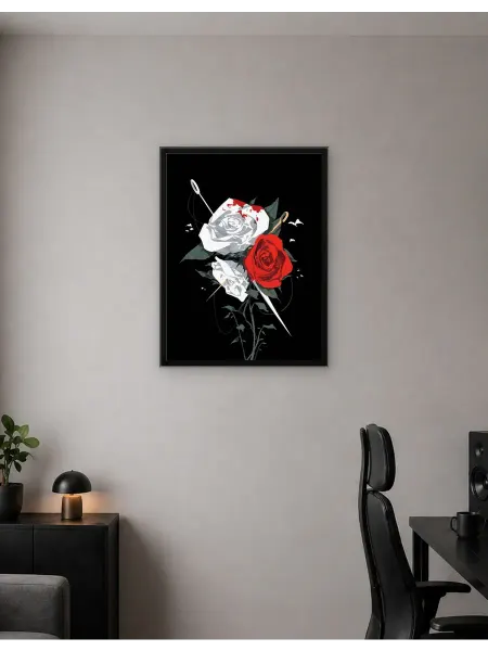 Postersbase Плакат Розы с иголками и нитками 30x40