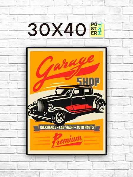 Poster Mall Постер на стену Винтажный . Ретро автомобиль Garage sh 30х40