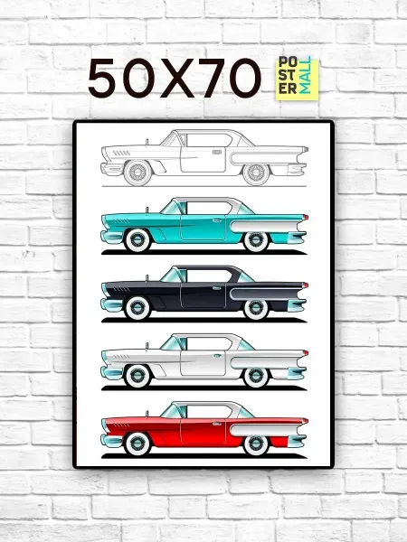 Poster Mall Постер на стену Ретро авто в профиль 40х50