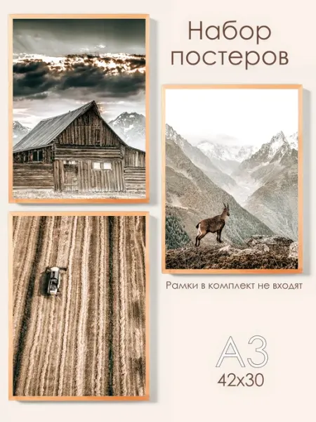 Posterin Набор интерьерных постеров А3, декор для дома