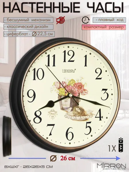 Mirron Компактные настенные часы P2981A ЧЗБНЦ