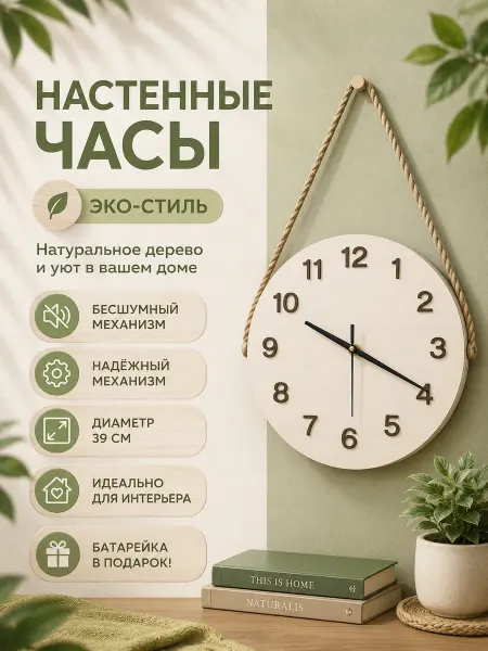 Часы настенные деревянные Кидзо