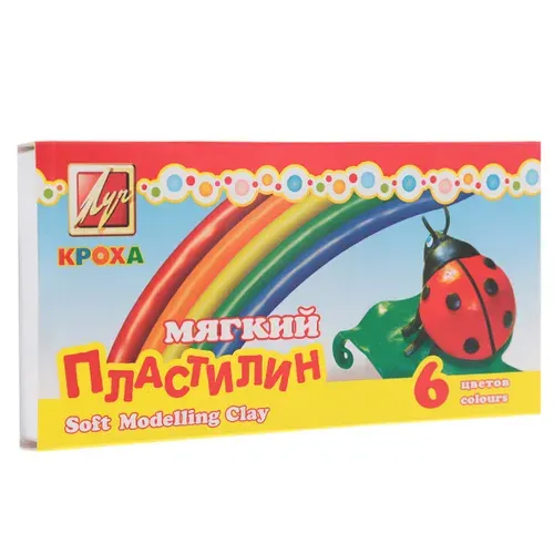 "Луч" Пластилин мягкий "Кроха" 6 цветов, Комплект 6 штук