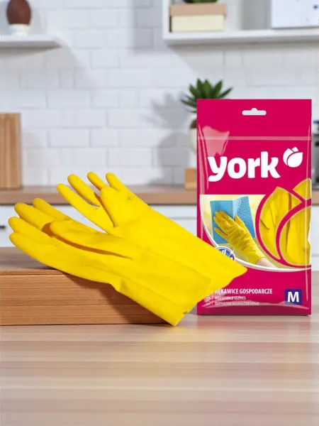 York перчатки хозяйственные резиновые желтые размер М
