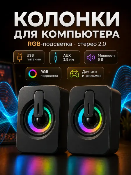 Колонки для компьютера ноутбука проводные 6Вт