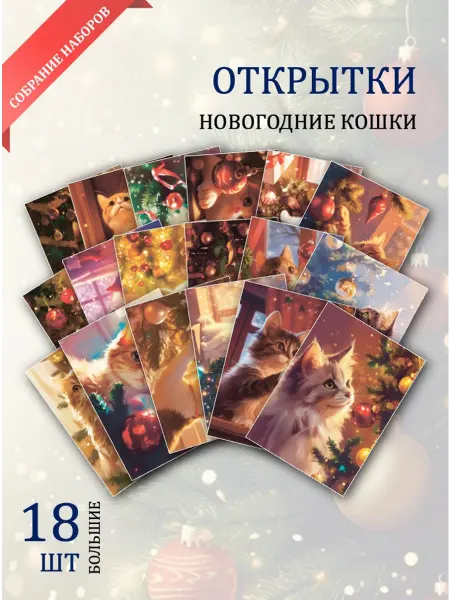 Обнимай словами А6 Открытки новогодние кошки