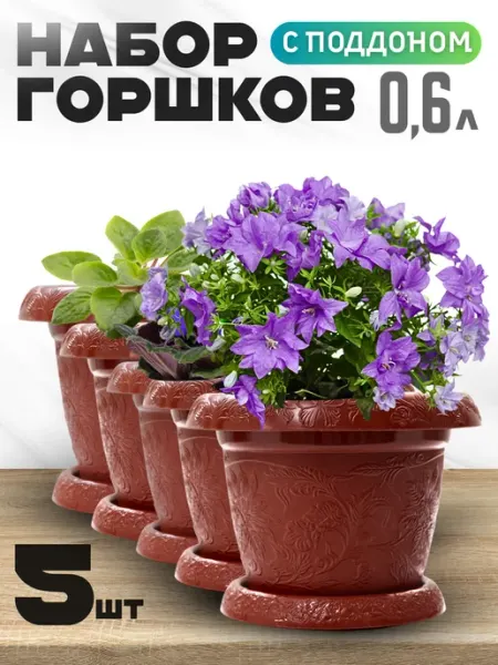 MonkeyPlast Горшок для цветов кашпо набор 0,6 литра