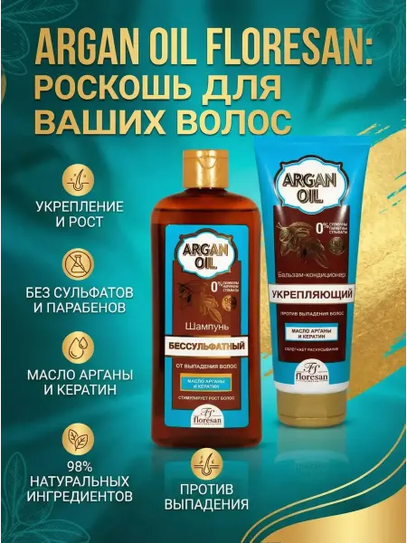 Floresan Шампунь и Бальзам Argan Oil против выпадения волос