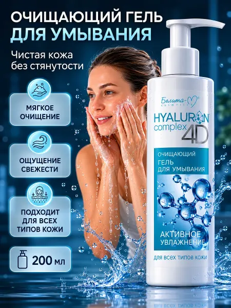 Белита-М Гель для умывания HYALURON complex 4D