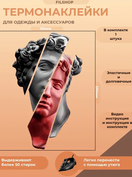FILSHOP Термонаклейка на одежду Давид Микельанджело арт