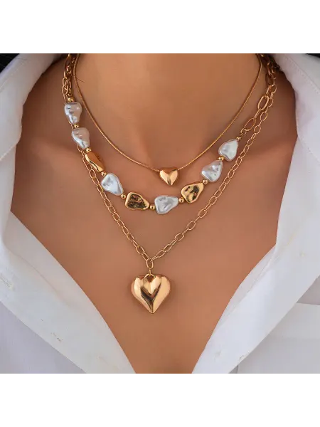 YANDI Jewelry Ожерелье колье тройное с сердечком Pinterest