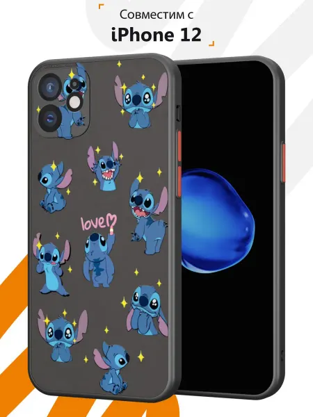 Мобилиус Чехол Бампер на iPhone 12 с принтом Стич