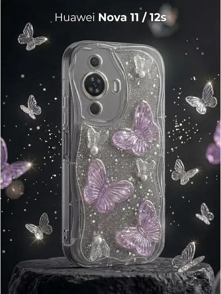 ЧЕХОЛБЕРИ Рельефный чехол с 3D бабочками на Huawei Nova 11, Nova 12s