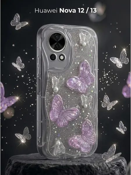 ЧЕХОЛБЕРИ Рельефный чехол с 3D бабочками на Huawei Nova 12, Nova 13