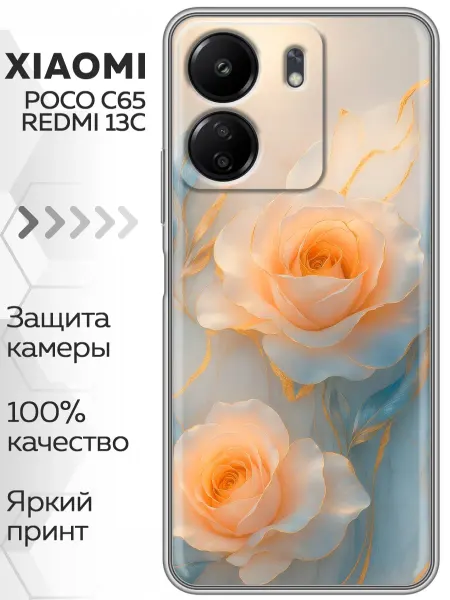 Marketclub Чехол на Xiaomi Redmi 13C, Poco C65 женский с цветами