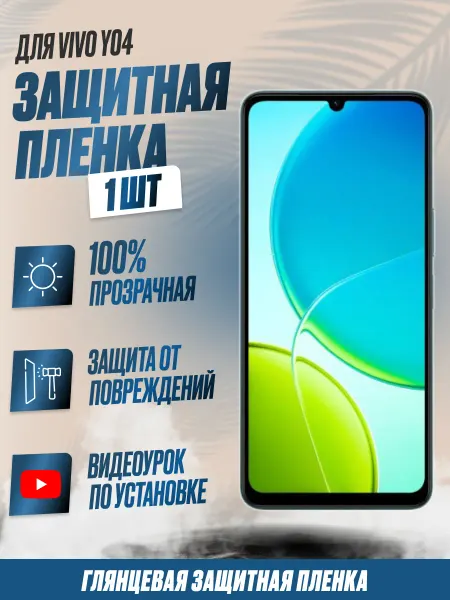 NikMarket Защитная плёнка для Vivo Y04 Глянцевая 1 шт