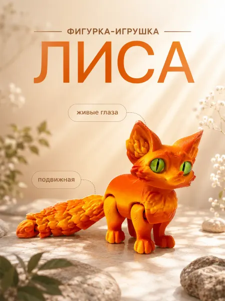 AV 3D Подвижная 3д фигурка игрушка лиса