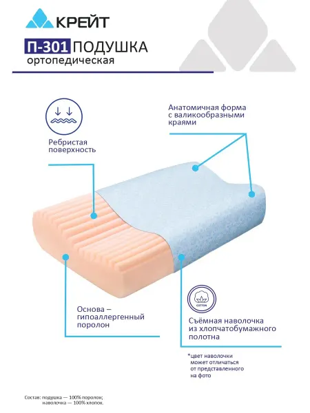 Крейт Подушка ортопедическая для сна взрослая