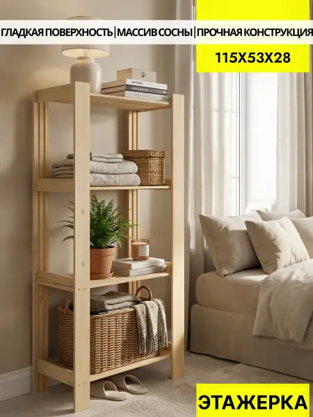 VERDAL Этажерка для кухни деревянная 115 см