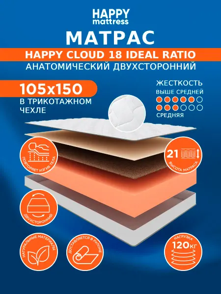 HAPPY MATTRESS Матрас CLOUD 18 IDEAL RATIO 105х150 см ортопедический