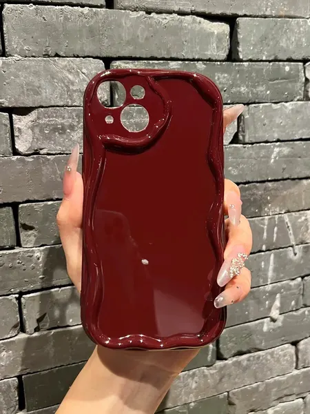 Чехол О'кейси, для iPhone 14, силиконовый, рельефный, с защитой камеры, бордовый