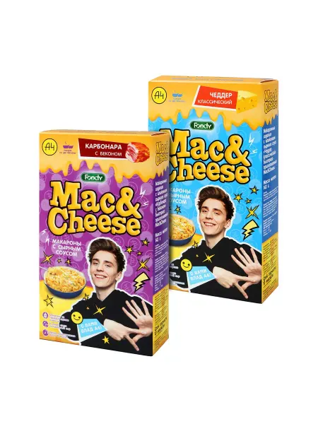 Foody Макароны Mac&Cheese (чеддер, карбонара), 2шт по 143г
