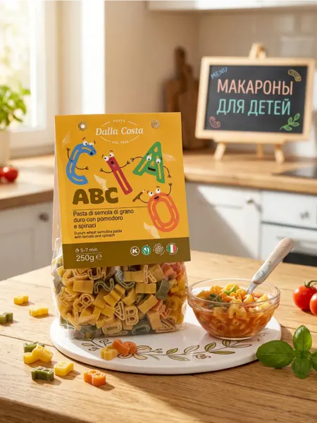 Dalla costa Макароны для детей Алфавит без яиц 250 г