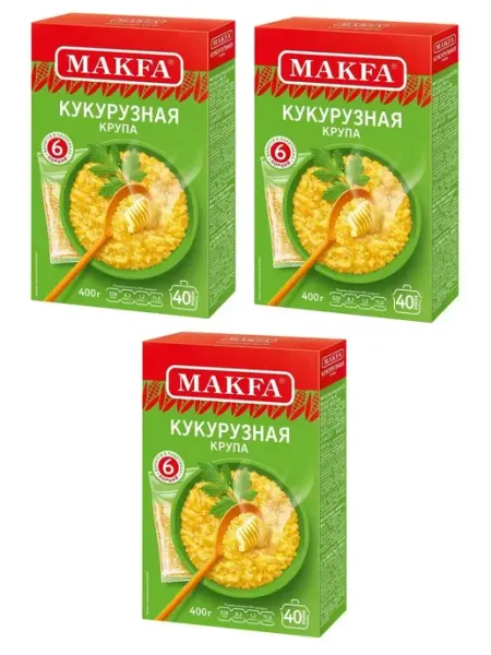 Макфа Крупа кукурузная, 6 пакетов, 400 г, 3 пачки