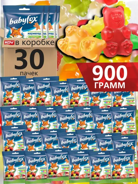 KDV Мармелад BabyFox мишки 30шт по 30г