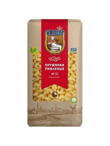 AMERIA Макаронные изделия №051 Пружинки рифленые 400г