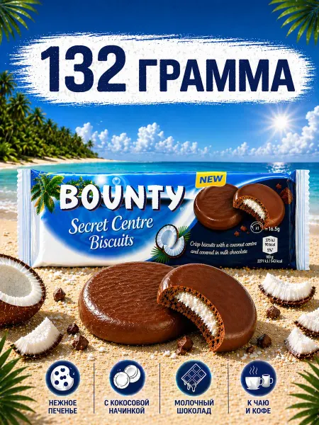 Bounty Печенье Баунти Сикрет Центр Бисквитс