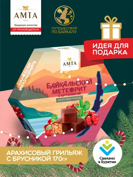 АМТА Конфеты грильяж с арахисом шоколадные с брусникой