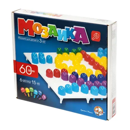 Развивающая мозаика для детей (пластмассовая, 60 элементов, 6 цветов)