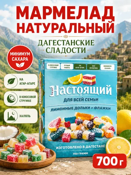 Дагестанские сладости мармелад халяль в кокосовой стружке
