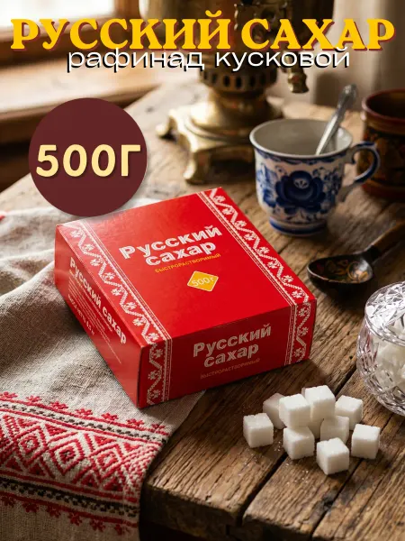 Русский сахар Белый сахар-рафинад Русский кусковой, 500г