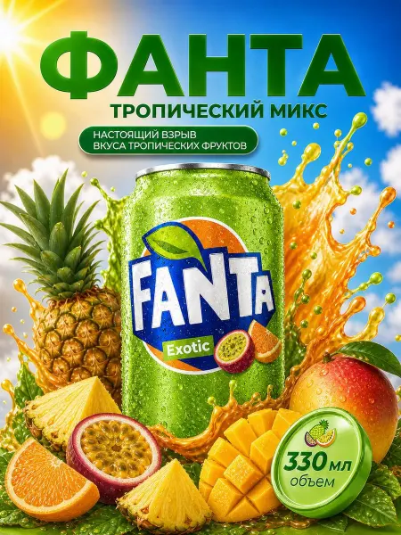 Fanta Газированный напиток Фанта Exotic Тропический микс, 330 мл