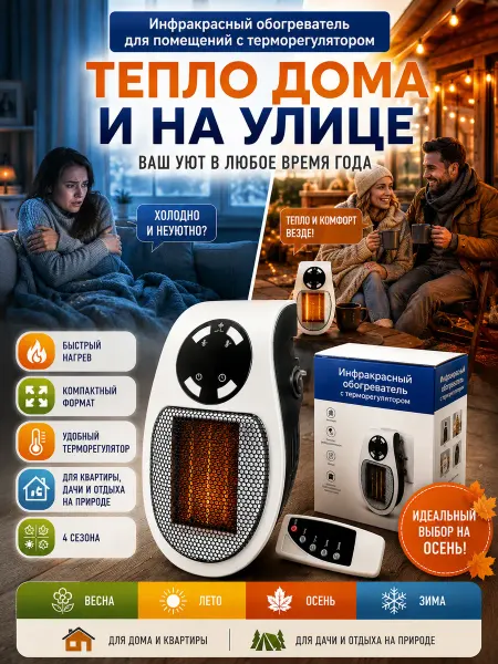 IDVROO обогреватель для дома электрический с вентилятором