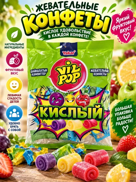 Yakar Кислые жевательные конфеты, 500гр
