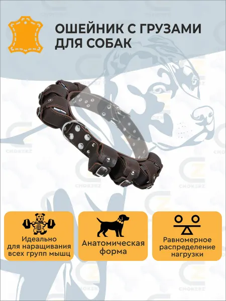 CHOKERZ Ошейник для собак с утяжелителями (24 груза) кожаный 4,25 кг