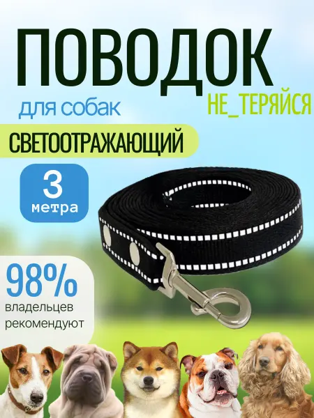 НЕ_ТЕРЯЙСЯ Поводок для собак мелких и средних пород, 3 м