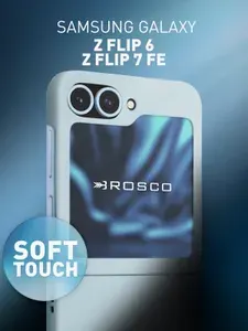 Пластиковый чехол с матовым покрытием (софт-тач) для Samsung Galaxy Z Flip 7 FE и Z Flip 6 (Самсунг Галакси З Флип 7 ФЕ и Зет Флип 6), голубой ROSCO