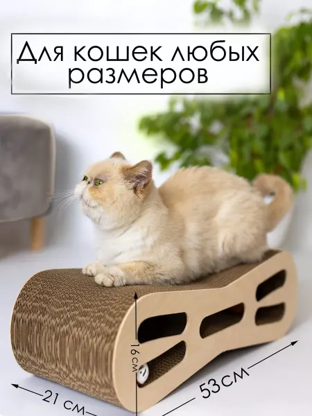 Зверье Мое Когтеточка-лежанка картонная, Восьмерка средняя с игрушкой