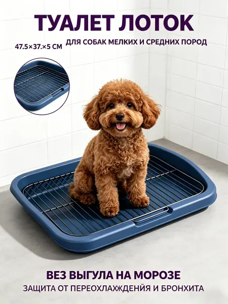 Туалет лоток для собак с сеткой под пеленку 47.5*37.5*4см