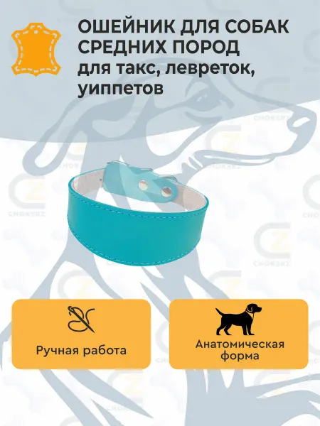 CHOKERZ Ошейник для собак средних пород кожаный на шею до 37 см