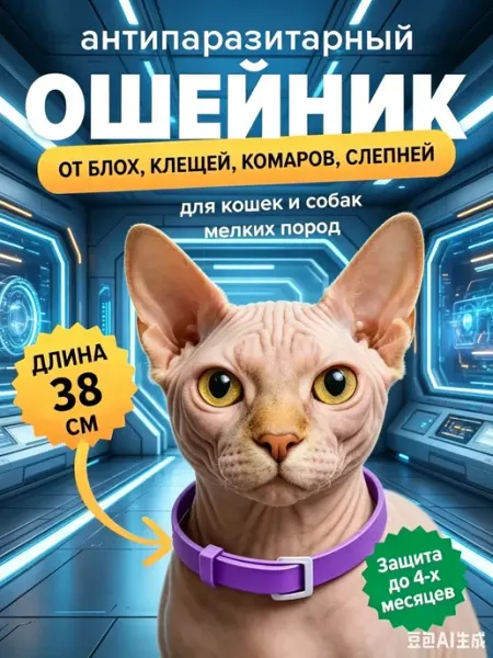Ошейник от блох и клещей GOOD CAT для кошек и собак 38см