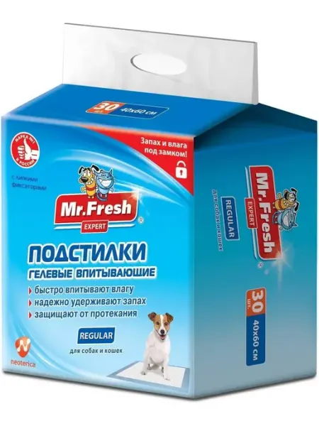 Mr.Fresh Пеленки одноразовые для собак и кошек 40x60 см, 30 шт
