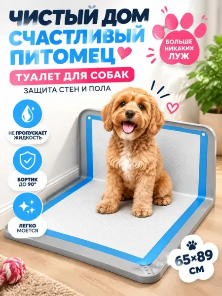 Туалет для собак 65×89 см с бортиком под пеленку