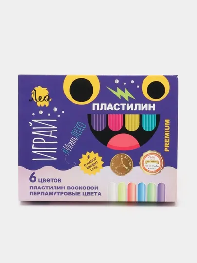 Пластилин для детей Лео Играй, классический, 6 цветов, 72 г