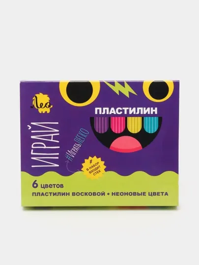 Пластилин для детей Лео Играй, неоновые цвета, 6 цветов, 72 г